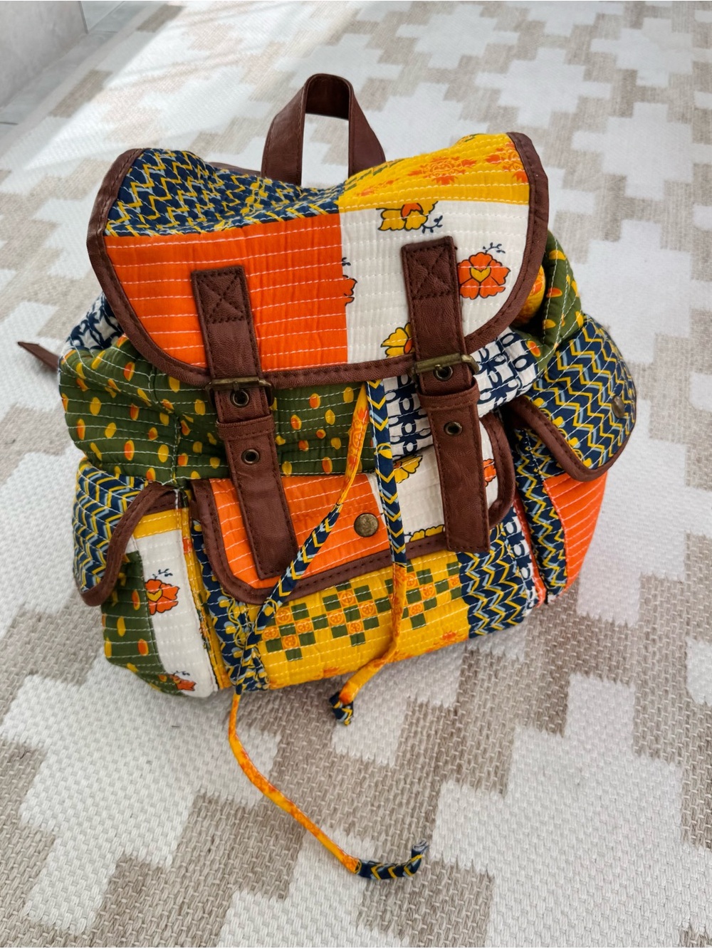 Mossimo Supply Co. Quilted Backpack with Brown Trim